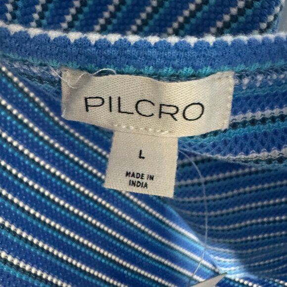 Pilcro Women’s Size Large Blue Stripe Scoop Halter Neck Knit Tank Top New - Picture 6 of 9
